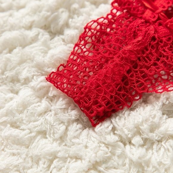 RED Strappy Lace Bralette High Waist Lace Up Panty - Picture 5 of 16